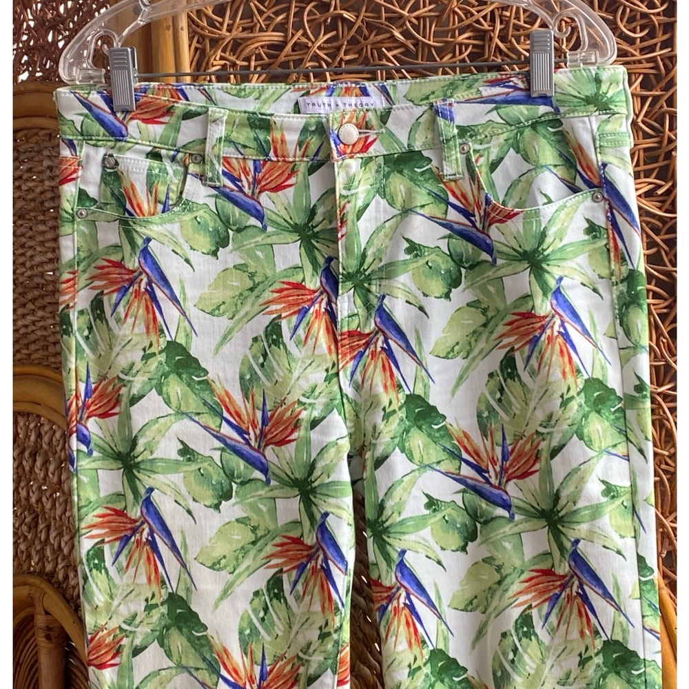 Truth + Theory Tropical Bliss Women's Straight Leg Pants Jeans Size 12 Stretch